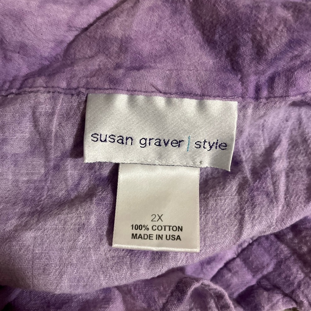 Susan Graver Lavender Button-Down Shirt - Picture 7 of 7